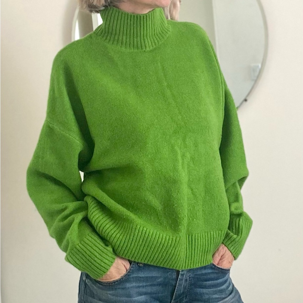 Zara Vibrant Green Cowl Neck Sweater